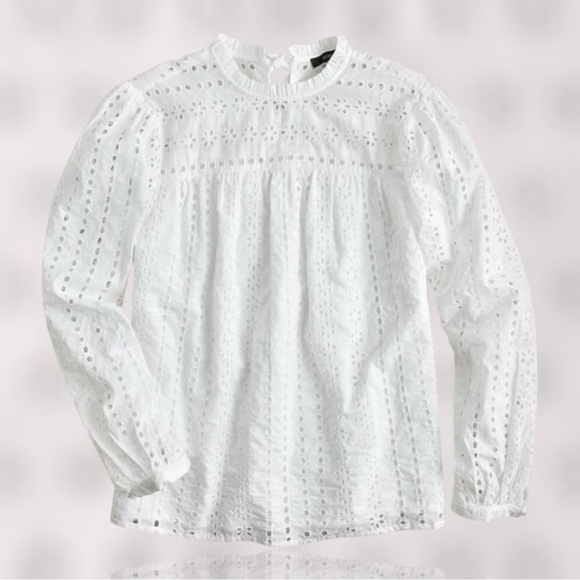 J. Crew White ‘Tie-Back Top’ in “Ditsy Eyelet” Size Small - Picture 1 of 14